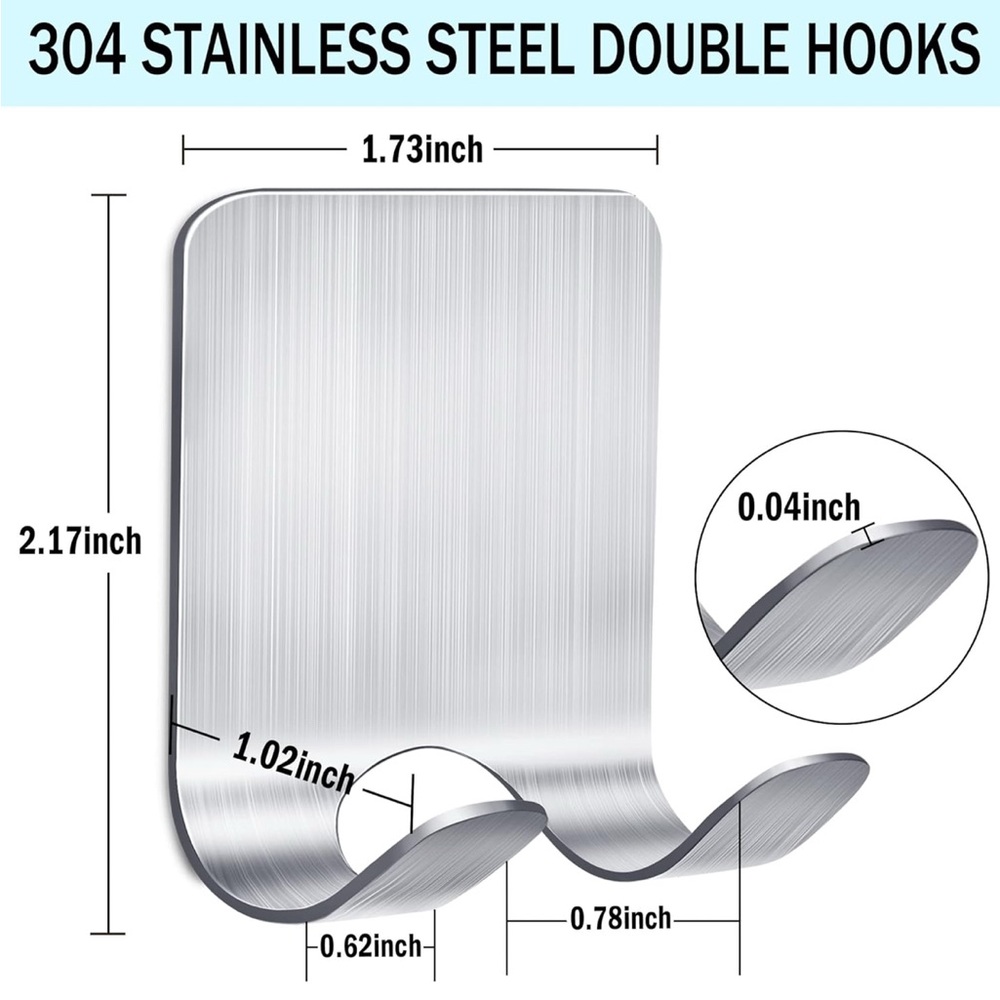 Razor Hanger Hooks for Bathroom Kitchen Stainless Steel Waterproof Self-Adhesive - Picture 12 of 17